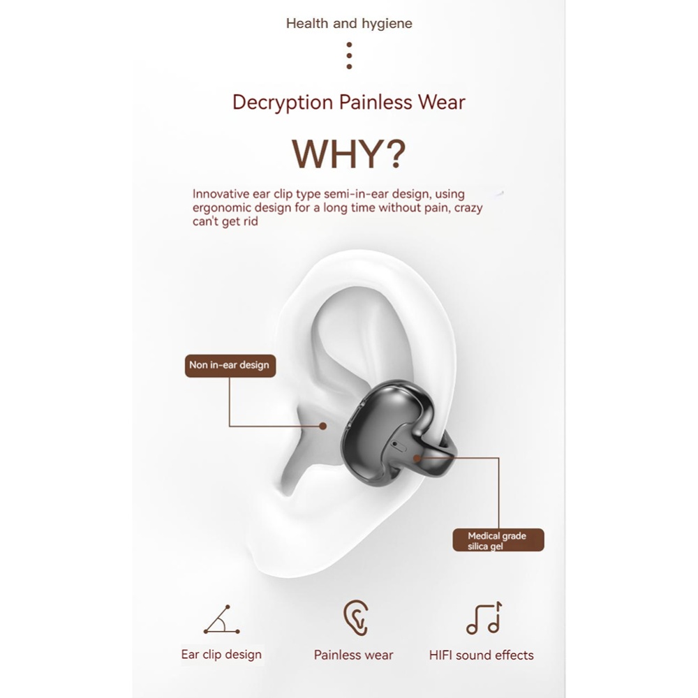 S518 Bluetooth Earphones Ear Clip Comfortable Tws Wireless Headphones Noise Reduction Music Headset color - Image 4