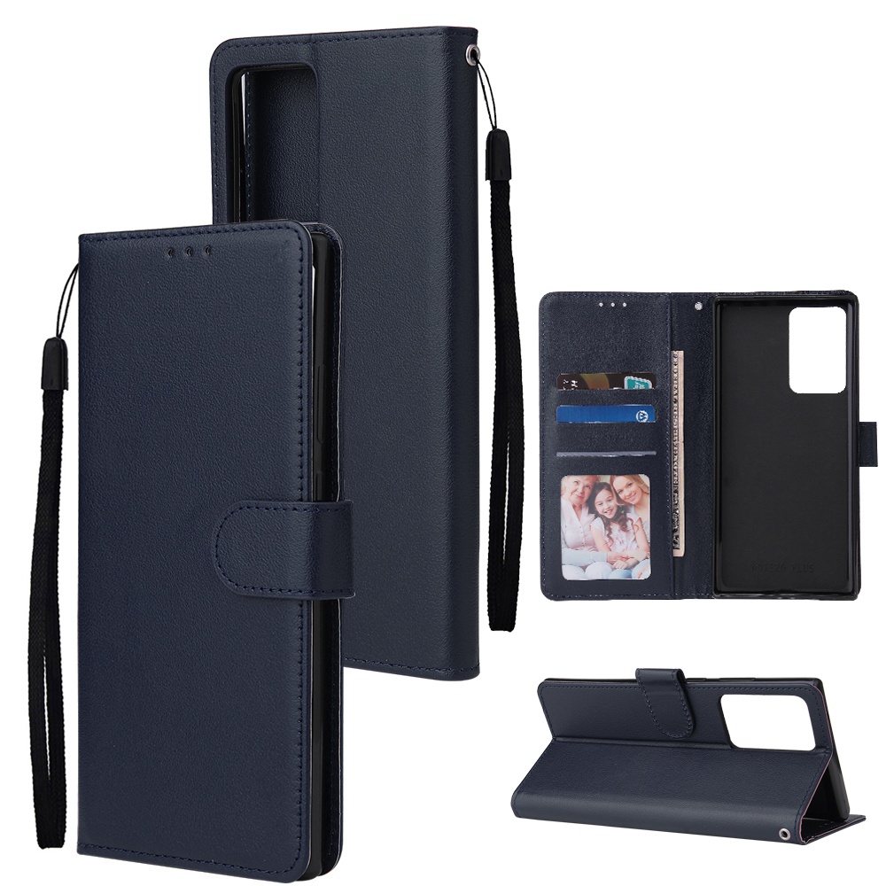 For HUAWEI PSmart 2020/Y5P/Y6P PU Leather Mobile Phone Cover with 3 Cards Slots Frame blue - Image 3