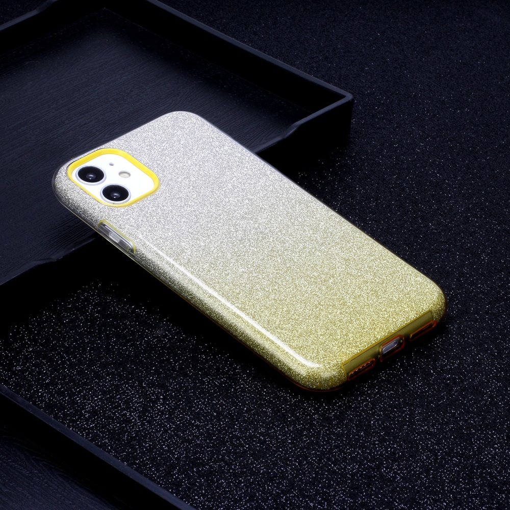 For iphone X/XS/XR/XS MAX/11/11 pro MAX Phone Case Gradient Color Glitter Powder Cover with Airbag Bracket yellow - Image 3