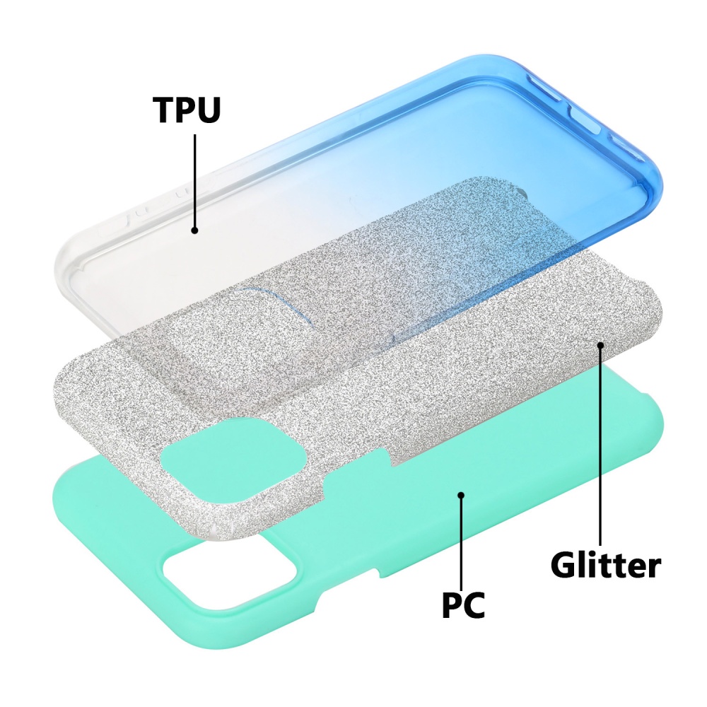 For iphone X/XS/XR/XS MAX/11/11 pro MAX Phone Case Gradient Color Glitter Powder Cover with Airbag Bracket blue - Image 3