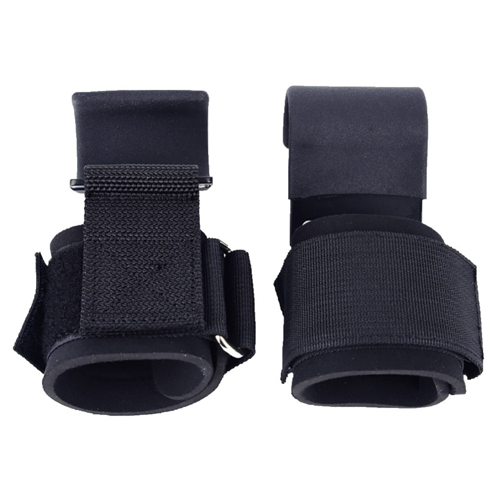 Fitness Weight Lifting Hook Training Gym Grips Straps Wrist Support Weights Power Dumbbell Weightlifting black_One pair - Image 2