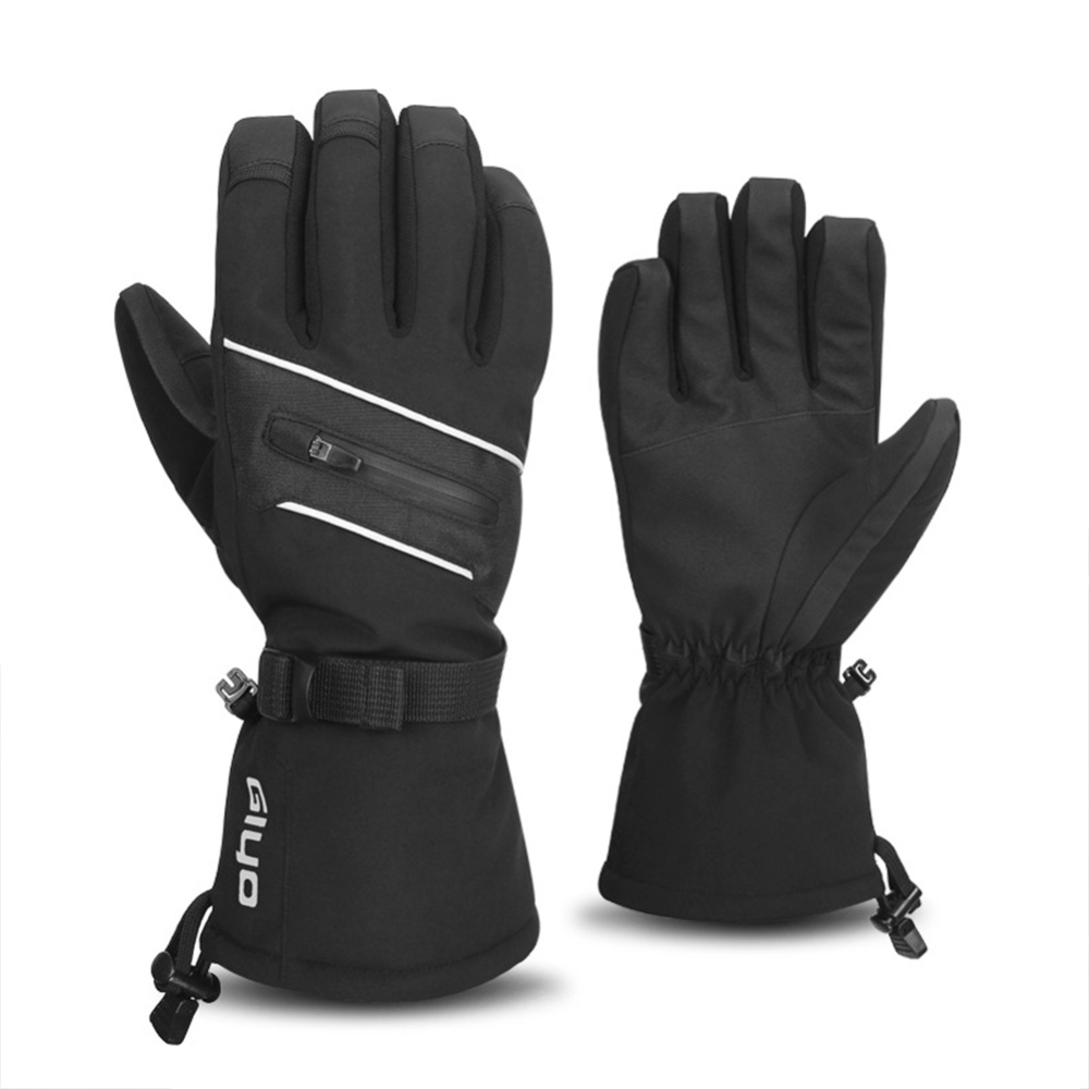 Winter Portable Bike Gloves Warm Skiing Waterproof Windproof Riding Cold-Proof Thickened black_XL - Image 2