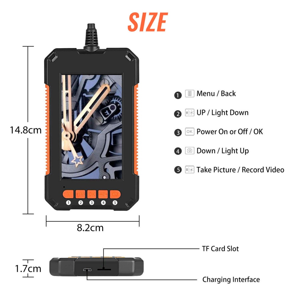 8mm 1080P HD Industrial Endoscope 2 Million Hand-held Portable Pipeline Borescope Camera Inspection Tool 2M - Image 3