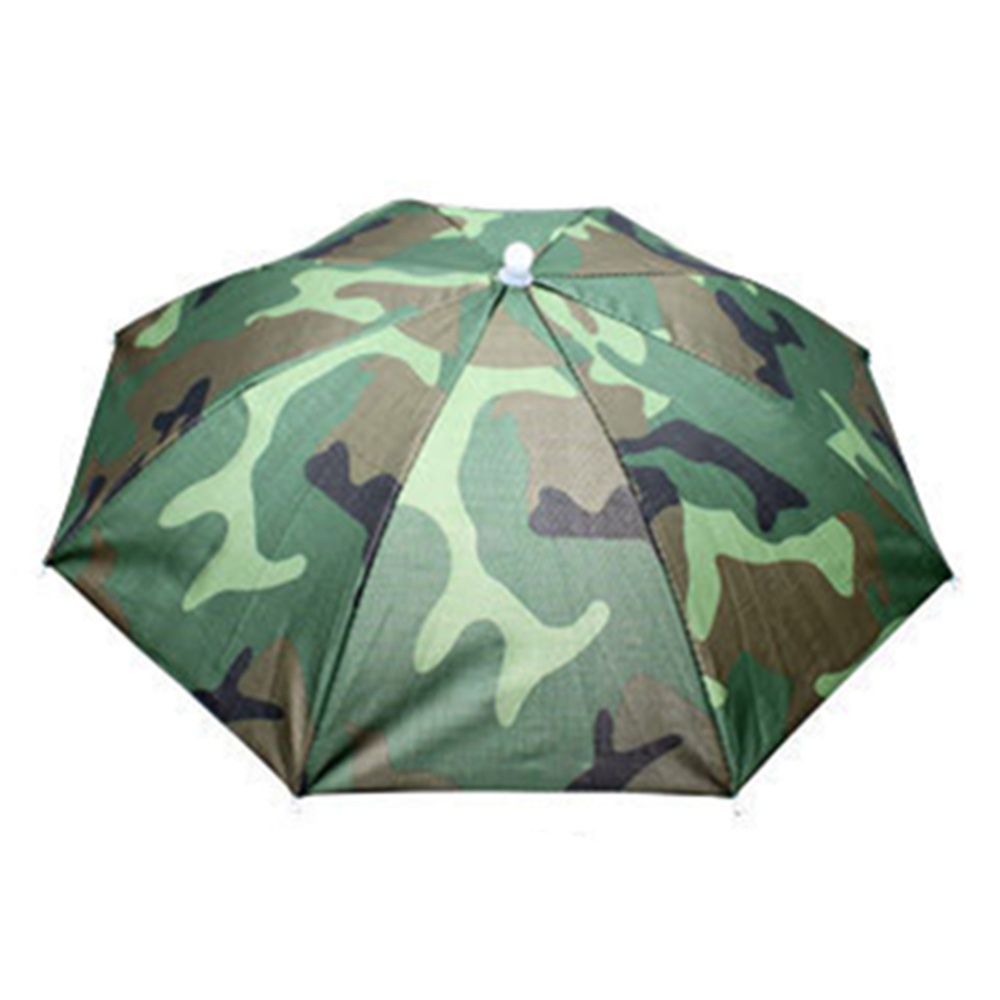 55cm Umbrella Hat Foldable Sunscreen Camping Fishing Hiking Headwear Cap Sun Rain Umbrellas Camouflage_55cm - Image 2