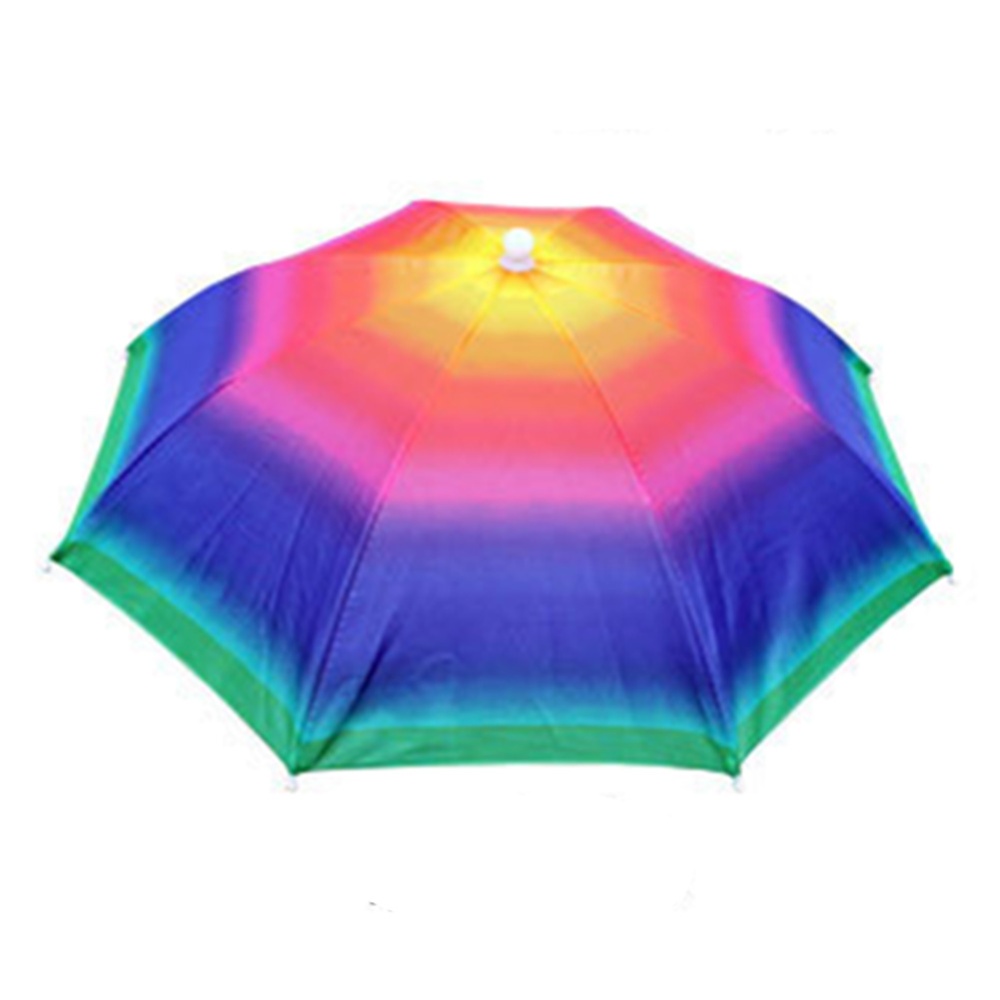 55cm Umbrella Hat Foldable Sunscreen Camping Fishing Hiking Headwear Cap Sun Rain Umbrellas Multicolor_55cm - Image 3