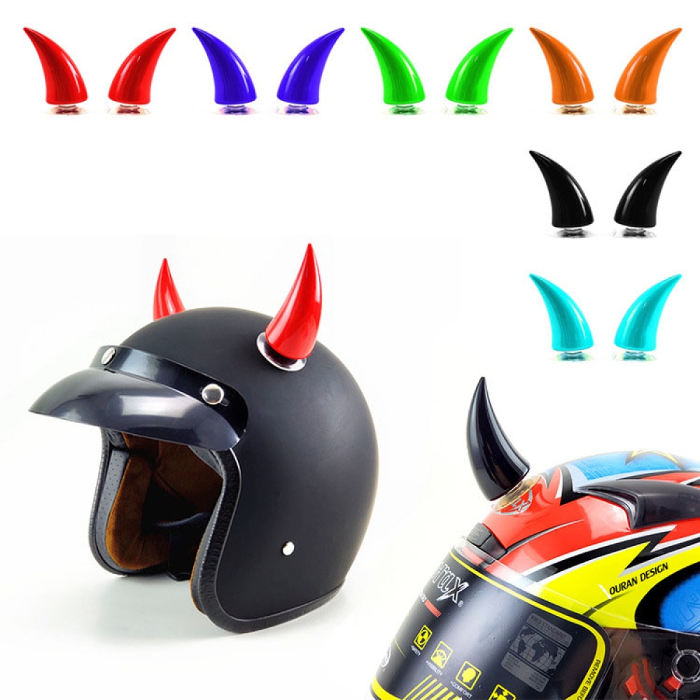 Motorcycle Helmet Devil Horn Silicone Suction Cup Decoration Accessories(big) Orange - Image 2