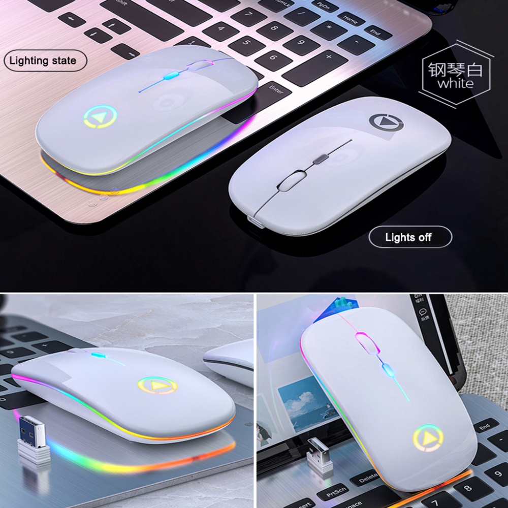 Wireless Gaming Mouse 2.4G Luminous For Pc Laptop Desktop Usb Recharing white - Image 3