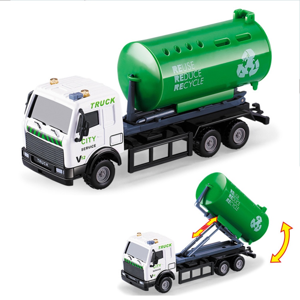 Medium-sized Alloy Children Pull Back Car Toy Fire-fighting Engineering Vehicle Multiple Simulation Model back green water tanker - Image 3