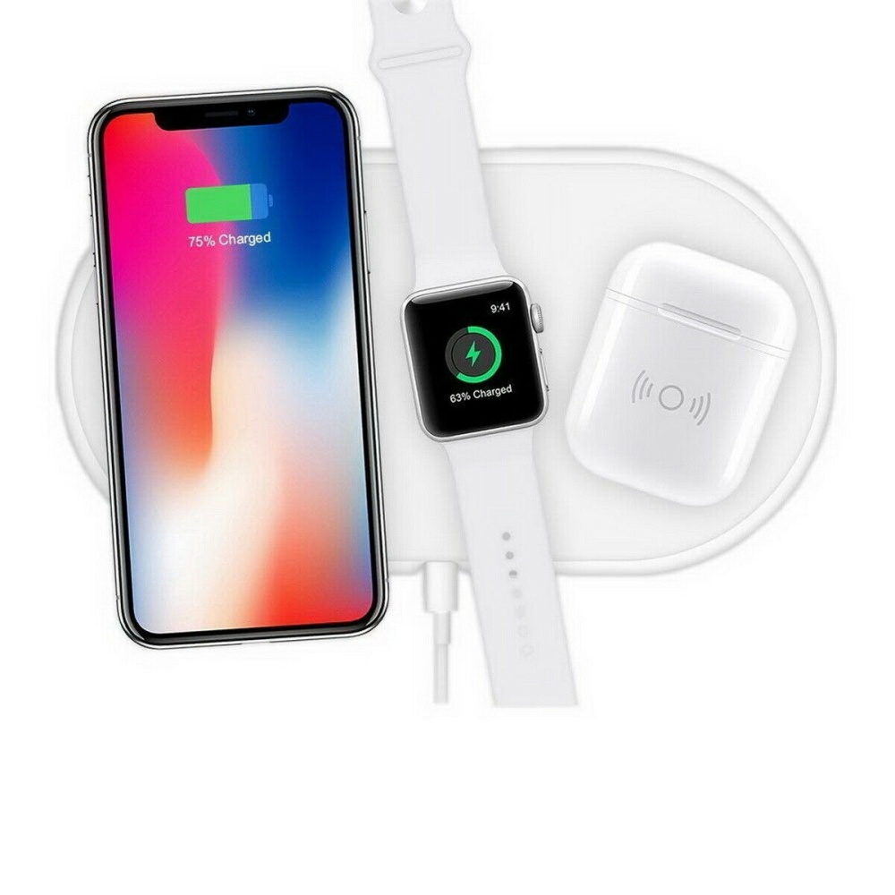 3 in1 Qi Wireless Charger Pad Fast Charging for Apple Watch iWatch iPhone XS X white - Image 3