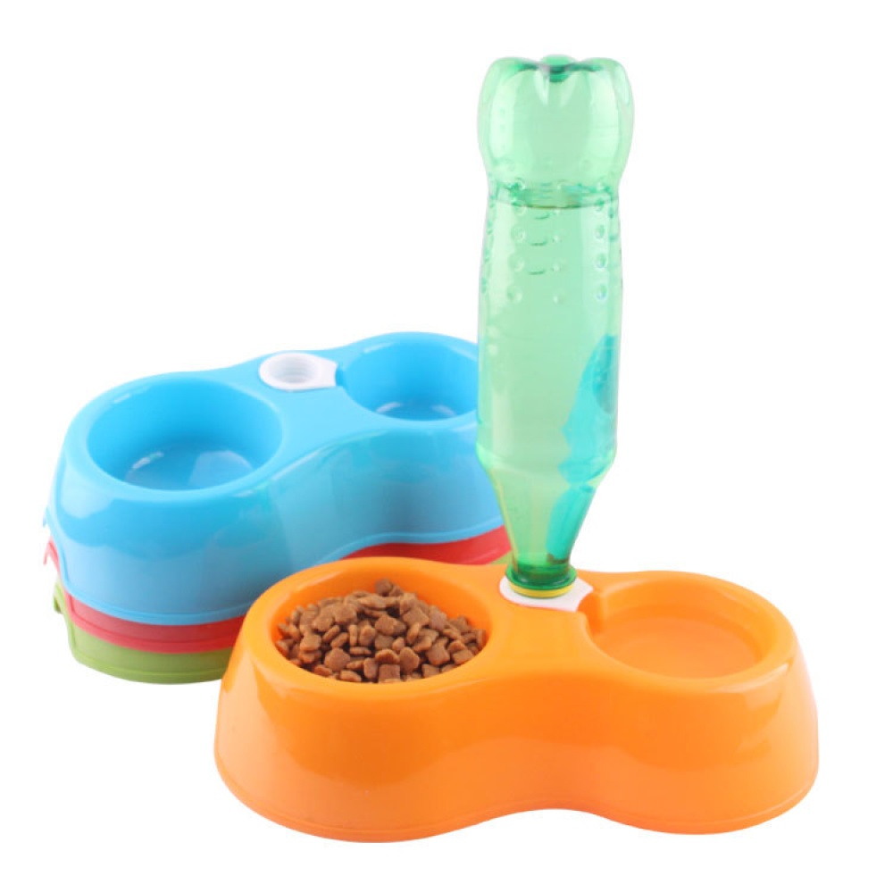 Round Shape Automatic Double Bowl for Pet Dog Cat Feeding Drinking Orange - Image 3