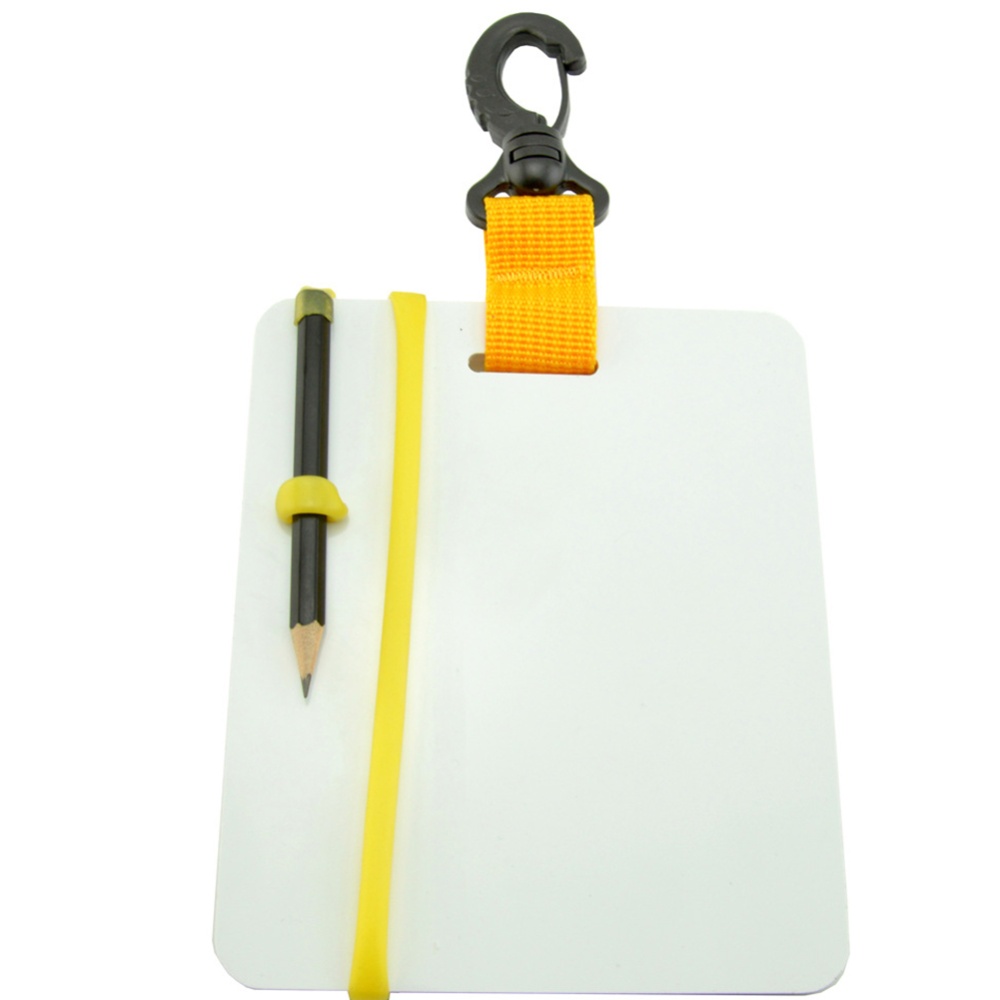 Underwater Writing Slate Diving Wordpad Gear Board with Swivel Clip Pencil for Water Sports Swimming Yellow large - Image 3