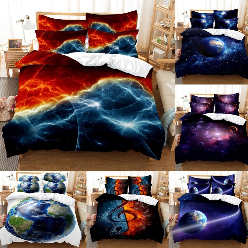 2Pcs/3Pcs Quilt Cover +Pillowcase 3D Digital Printing Starry Series Bedding Set Twin - Image 3