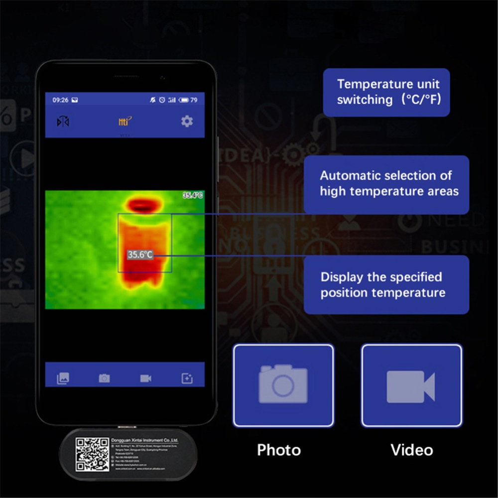 Mobile Phone External Probe Infrared Camera Thermometer HT-102 OTG Function Android with Adapter black - Image 3