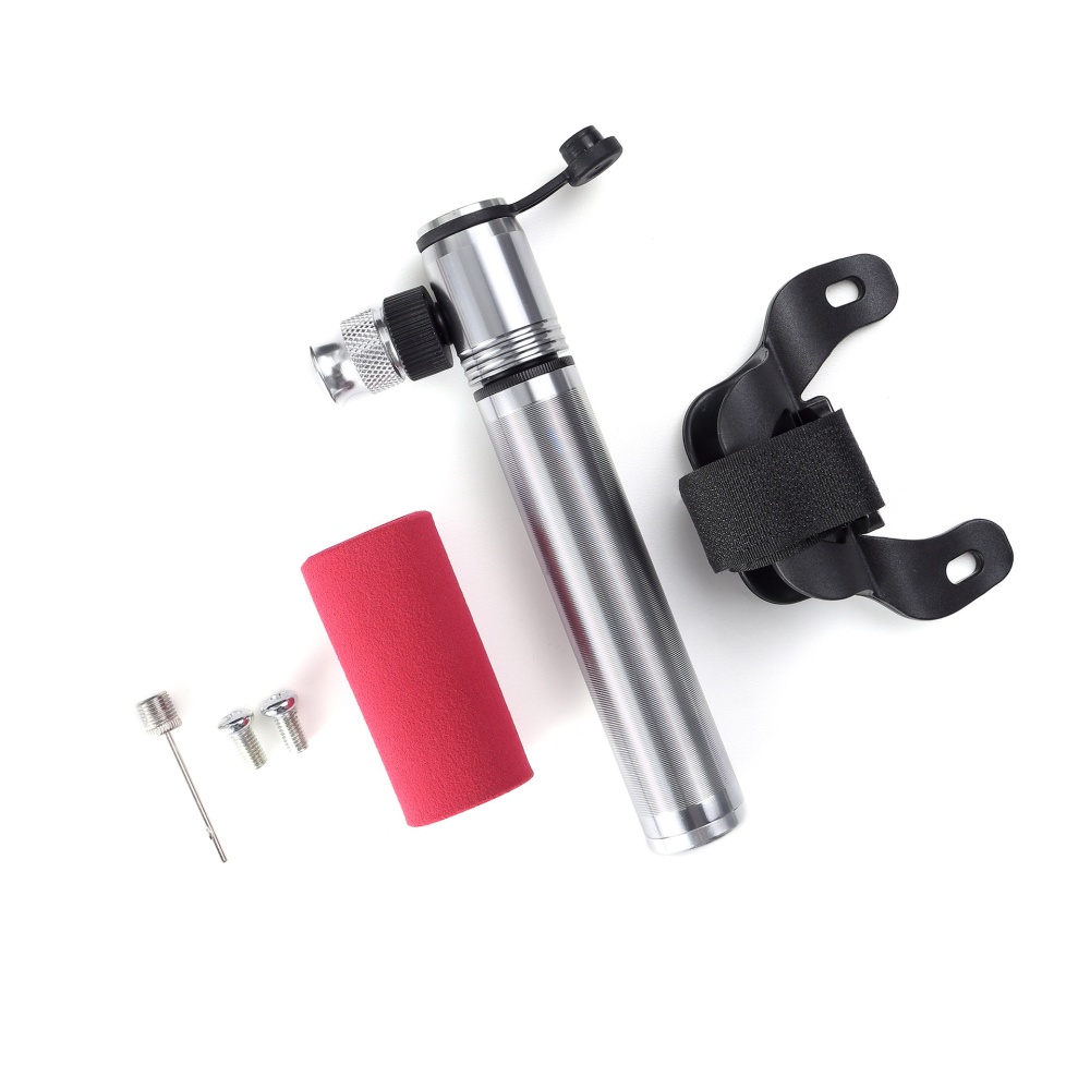 Mini Portable Bicycle Air Pump needle + Bracket Screw Pumping Tool Silver - Image 3