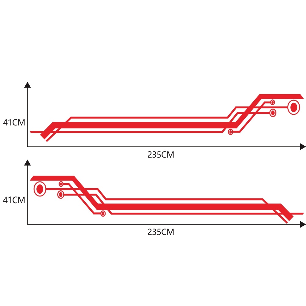 2pcs Car Body Side Door Decals Graphic Stickers 235cm Geometric Stripe Universal red - Image 3