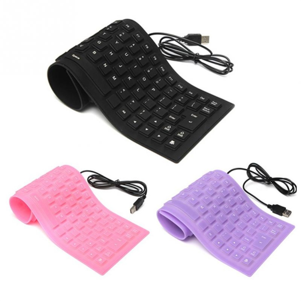 85-key Flexible Soft Silicone Keyboard Waterproof Dustproof Desktop Usb Roll Up Black - Image 2