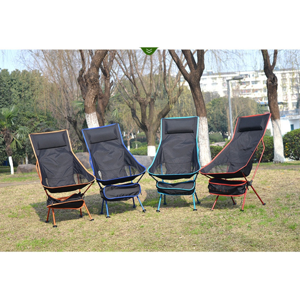 Outdoor Folding Chair Barbecue Recliner BBQ Fishing Aluminum Alloy Navy blue_40 * 43.5cm - Image 2