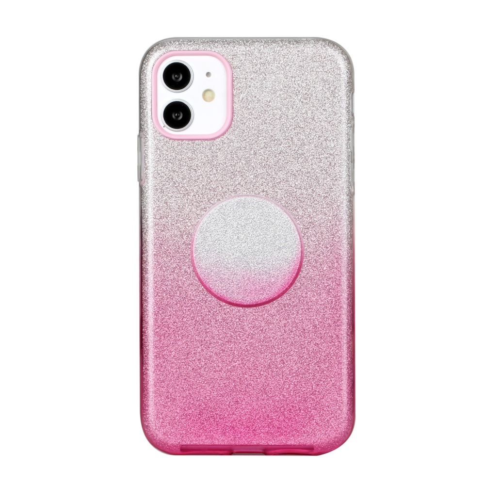 For iphone X/XS/XR/XS MAX/11/11 pro MAX Phone Case Gradient Color Glitter Powder Cover with Airbag Bracket Pink - Image 3