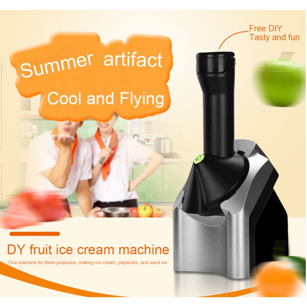 200w Home Ice Cream Maker Fruit Soft Serve Energy-Saving Electronic Machine Silver EU Plug - Image 2