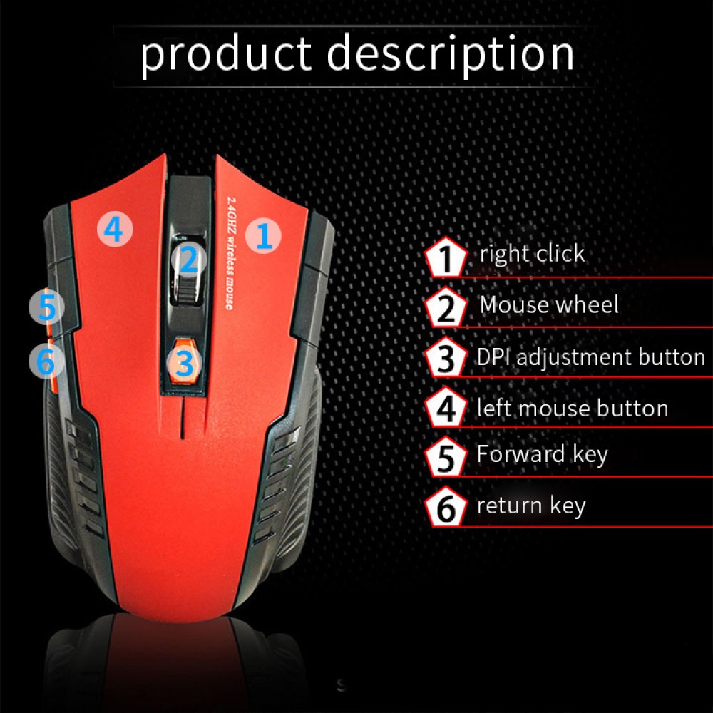 2.4G Wireless Optical Gaming Mouse Low Consumption Ergonomics Portable Golden - Image 3