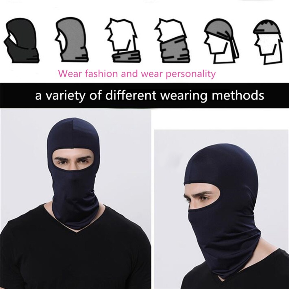 Outdoor Ski Motorcycle Cycling Balaclava Full Face Mask Neck Cover Ultra Thin black_adjustable - Image 2