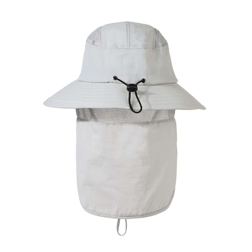 Men Women Outdoor Sun Hats With Lanyard Neck Flap Lightweight Breathable Upf 50+ Protection Fishing Hat beige - Image 3