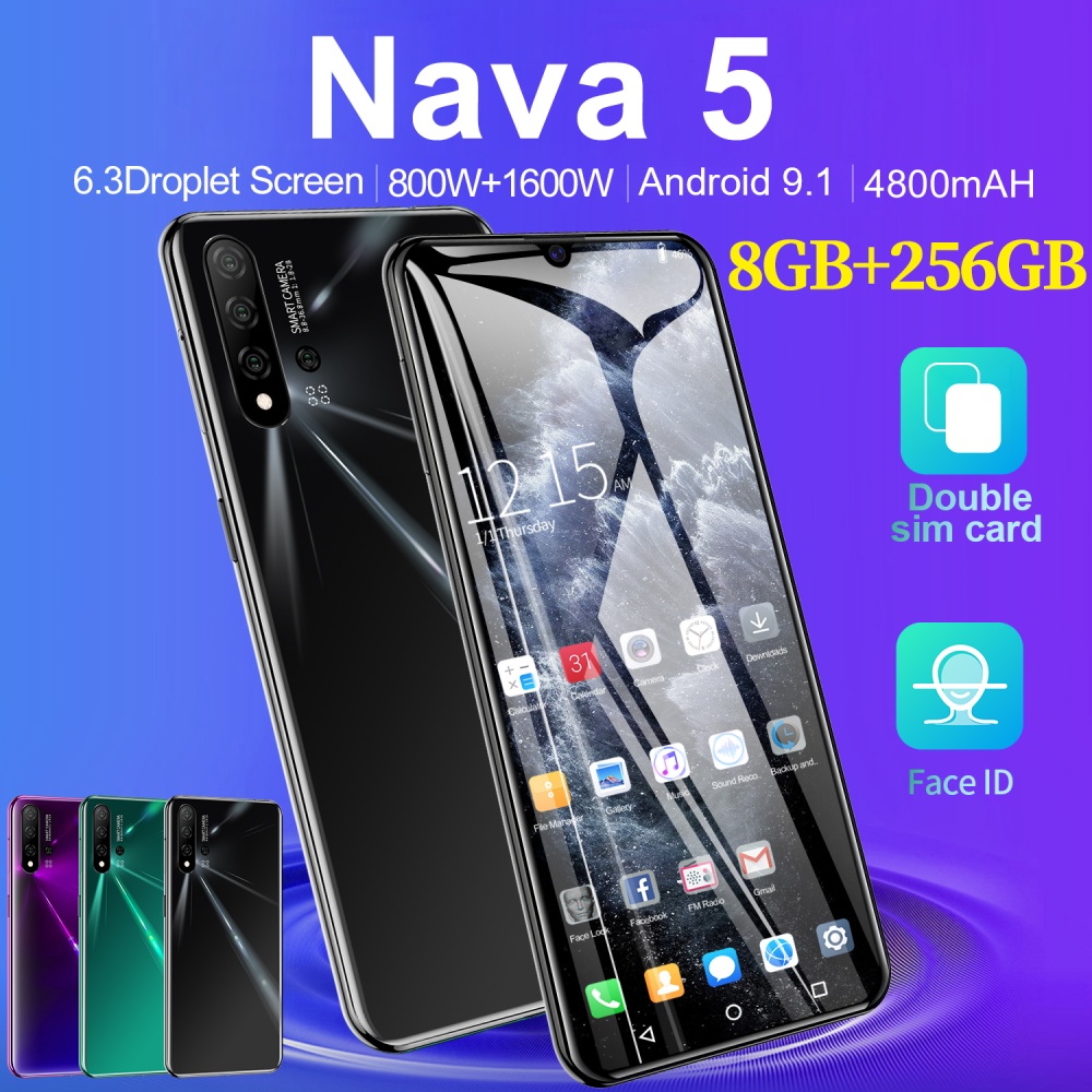 NAVA5 Pro Explosion Real 6.3 Inch HD Screen Full Face Recognition Smartphone green - Image 3