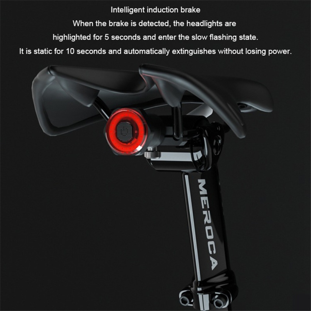 MEROCA intelligent induction brake tail light mountain bike usb charging bicycle night riding Taillight - Image 2