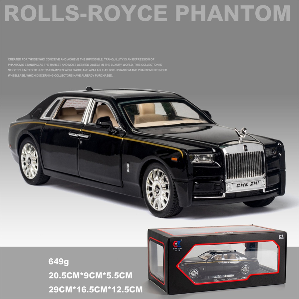 Car Model Decoration Toy Simulation 1:24 Phantom Alloy Luxury Ornament White - Image 3