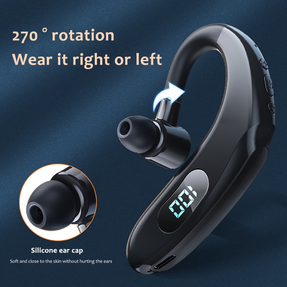 Q20 Business Bluetooth-compatible Headset Digital Display Ear-hook Headphones Stereo Noise Reduction Earphone black - Image 2