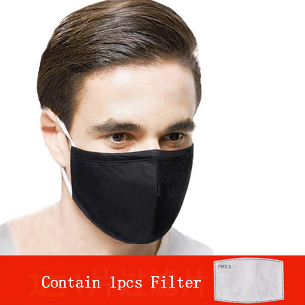 PM2.5 Filter Face Guard Dustproof Cotton with Breathing Valve Anti Dust Allergy valve black 1 filter_One size - Image 2