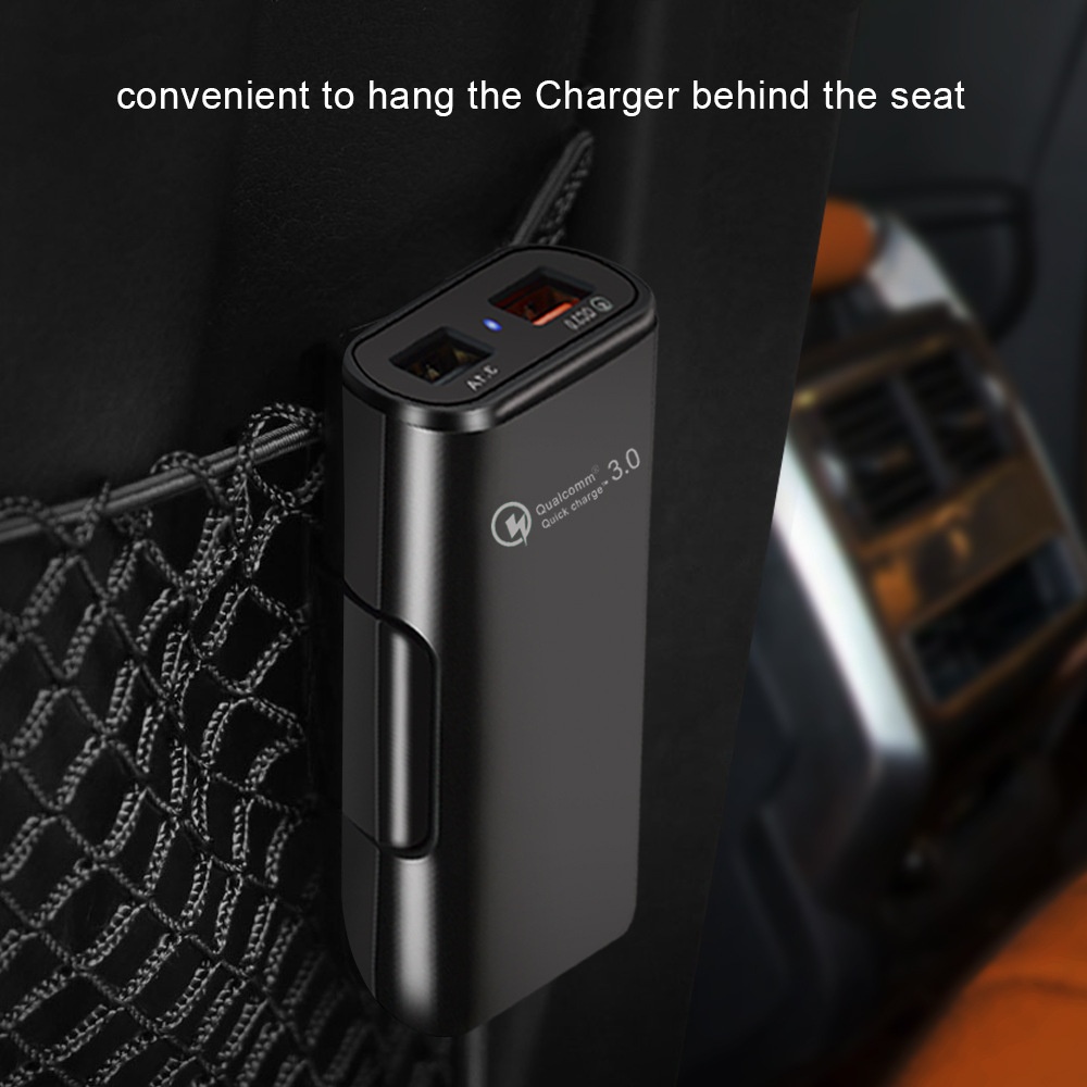 Usb Qc 3.0 Four-port Car Charger Double U Output Fast Led Indicator Smart Black - Image 3