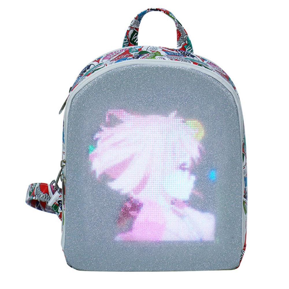 Women LED Display Screen Backpacks Smart WIFI Version Control Light Bag printing - Image 2