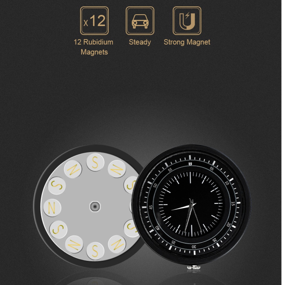 Creative Strong Magnet Clock 360 Degree Rotation Paste Type Universal Navigation Phone Holder black - Image 3