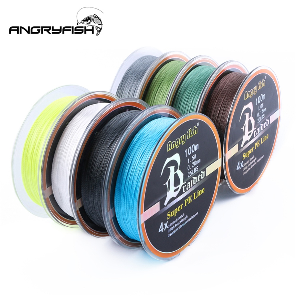 ANGRYFISH Diominate PE Line 4 Strands Braided 100m/109yds Super Strong Fishing 10LB-80LB White 2.5#: 0.26mm/30LB - Image 2