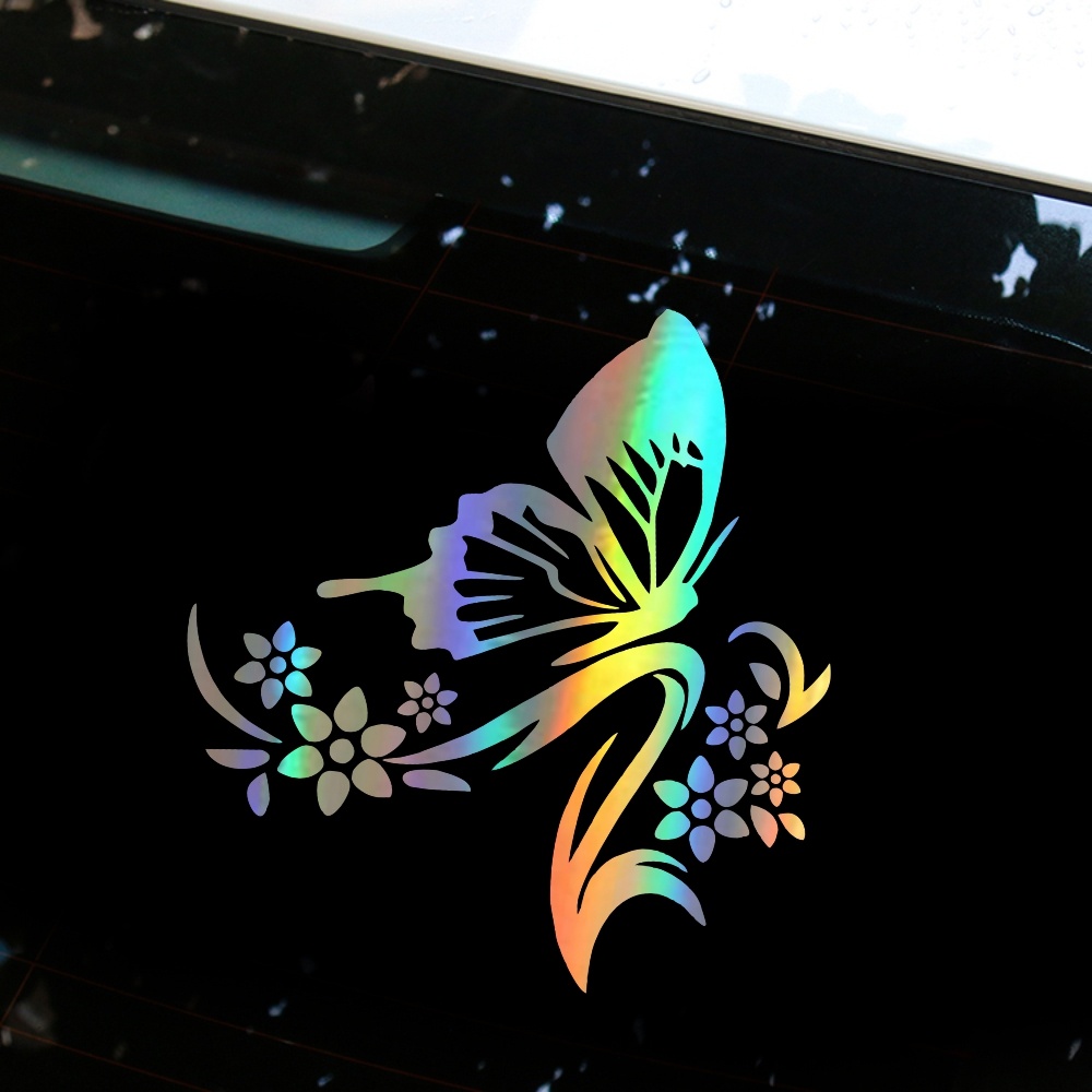 3D Car Decoration Sticker Butterfly with Flower Pattern Scratch Cover Cute Garland Photo Color - Image 2