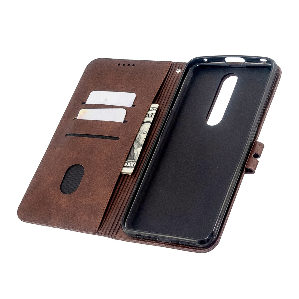 For OPPO F11/F11 Pro Case Soft Leather Cover with Denim Texture Precise Cutouts Wallet Design Buckle Closure Smartphone Shell brown - Image 3