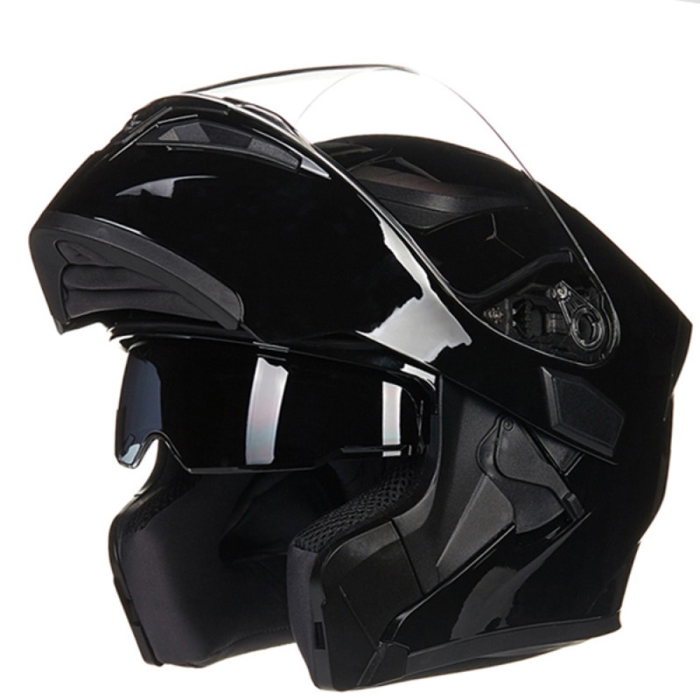 Double Lens Motorcycle Helmet Washable Liner Aerodynamic Design Yellow XL - Image 3