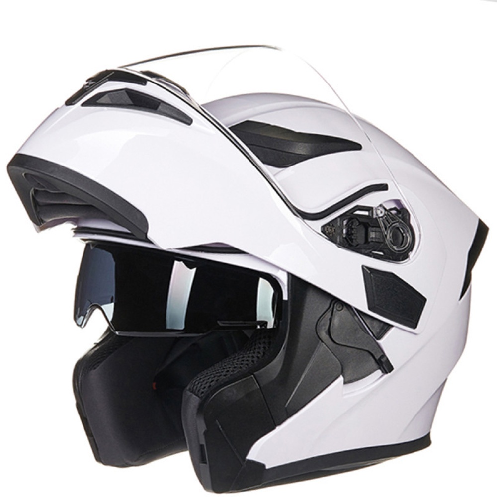 Double Lens Motorcycle Helmet Washable Liner Aerodynamic Design Yellow XL - Image 2