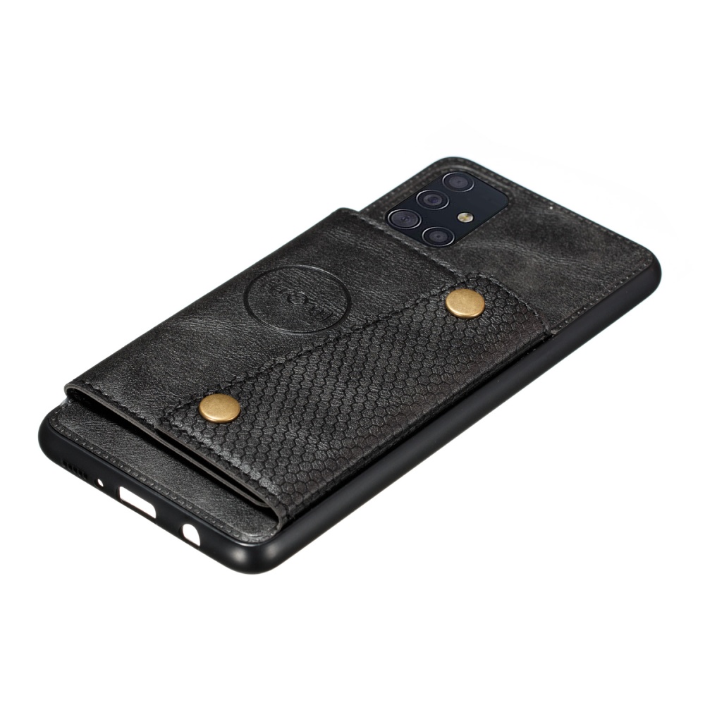 For Samsung A51 Cellphone Cover Back Case Double Buckle PU Leather with Card Slots Shell black - Image 3