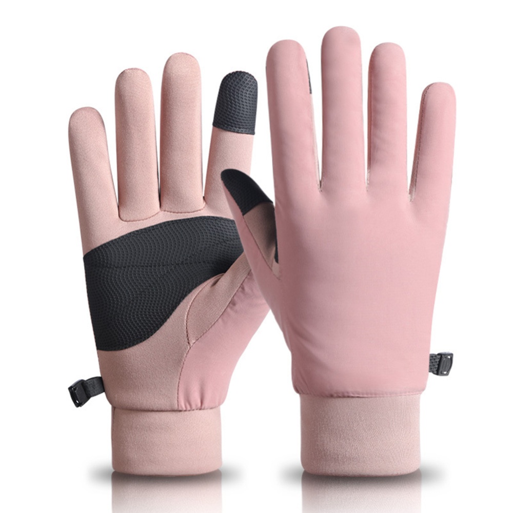 Women Cycling Gloves Non-slip Touch Screen Fleece Lined Warm Windproof for Outdoor Sports Black S - Image 3