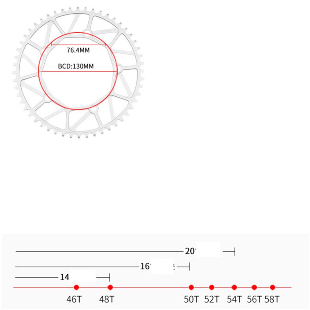 Bike Chainwheel Narrow Width Anti-hanging Chain Colorful Plating Chainring For Brompton 50 52 54 56 58T red - Image 3