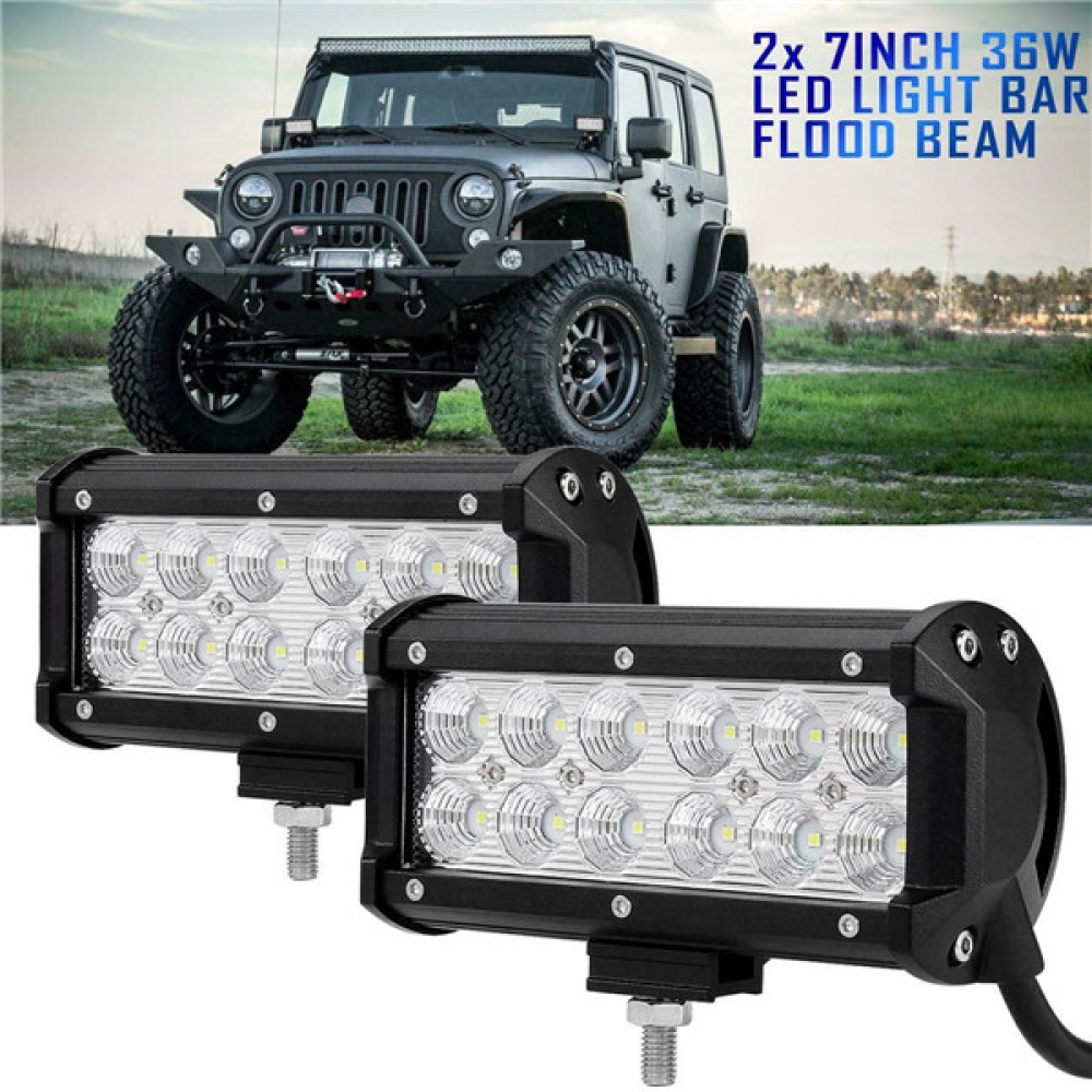 7inch 36W LED Work Light Bar Flood Offroad Fog Lamps SUV ATV 4WD Pickup - Image 2