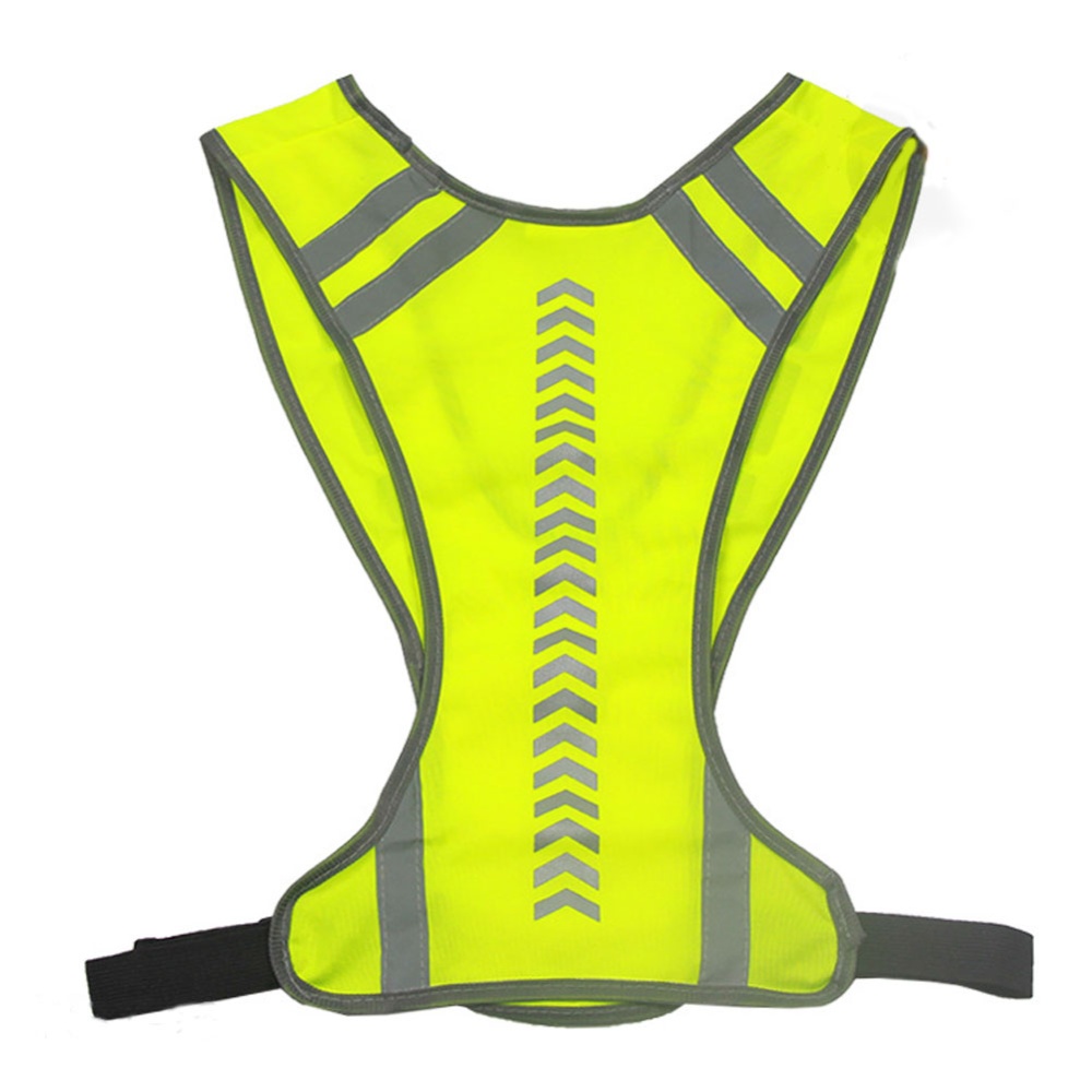 Reflective Vest Stripes Safety Night Cycling Running Jogging Jacket Fluorescent yellow - Image 2