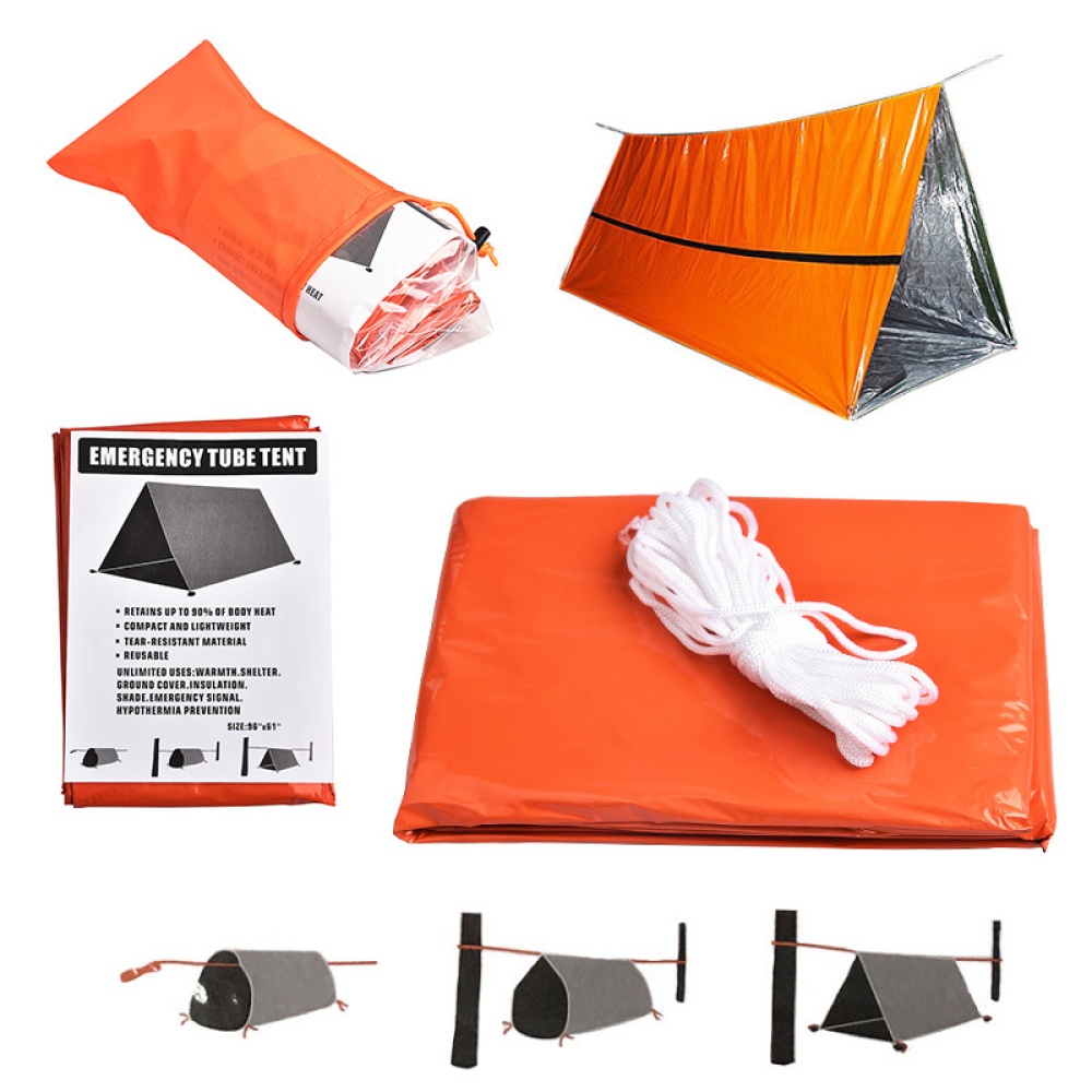 Orange Emergency Shelter Waterproof Thermal Blanket Camping SOS Foldable Survival Tent tent (PE bag packaging)_245*157cm - Image 3