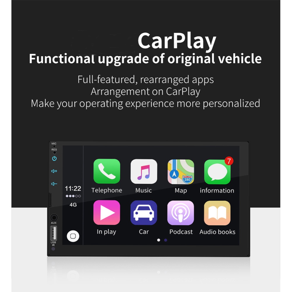 7"" HD Car Stereo Radio USB Link for Apple CarPlay Multimedia Player With camera - Image 2