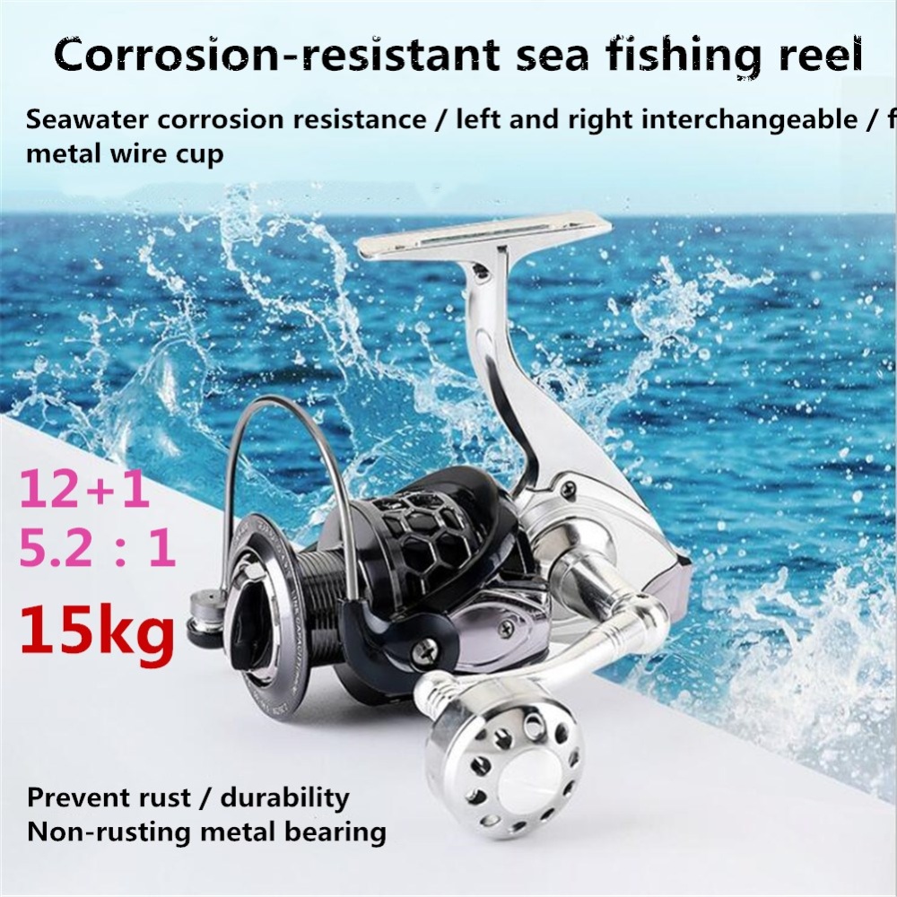 12+1 Axis Anti-seawater Fishing Wheel Full Metal Spinning Line Black gray - Image 2