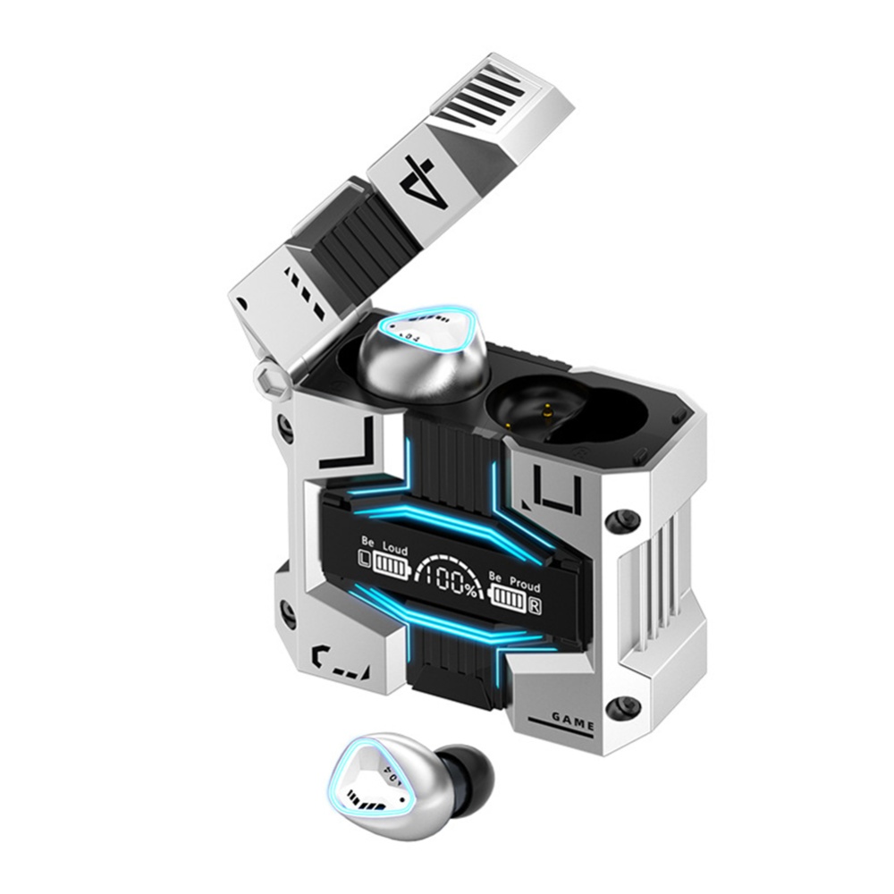 M45 Tws Wireless Headphones Bluetooth 5.3 Noise Canceling Hi-fi Music Gaming Headsets Waterproof silver