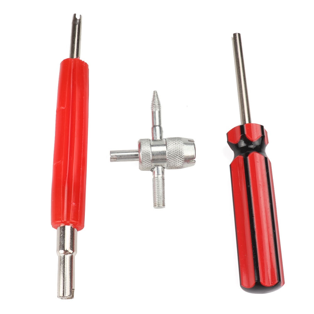 Tire Valve Repair Tool Set Dual Single Head Core Remover Tools 4-Way 4 Brass Cores red - Image 3