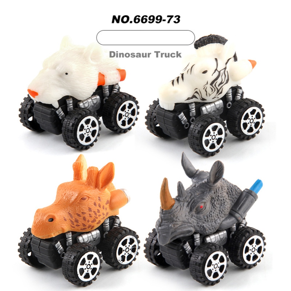 4 Pcs/bag Dinosaur Pull Back Car Toy Children Cartoon Off-road Competitive #1 - Image 3